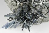 Metallic Stibnite Crystal Sprays On Matrix - Xikuangshan Mine, China #175927-2